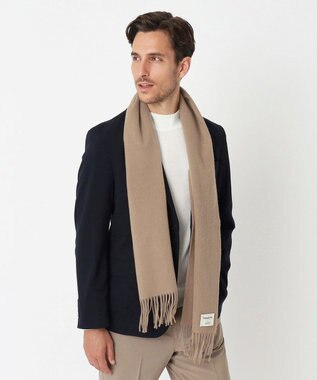 MOONBAT 【WEB限定】MACKINTOSH PHILOSOPHY バッキンガムベア付きウール100%無地マフラー (パッケージ付き) ベージュ