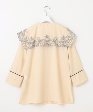 自由区 S 【2WAY・洗える】コードエンブロイダリー襟付き ブラウス シャンパンベージュ