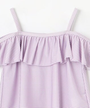 ANY KIDS ギンガムチェック×花柄セパレート水着 ラベンダーギンガム×花柄