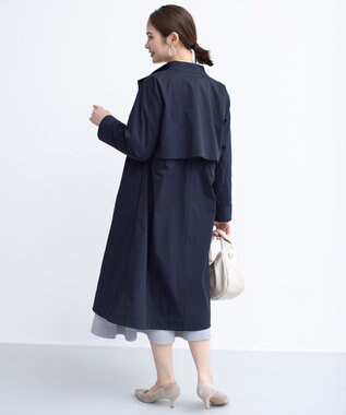組曲 L 【WEB限定】コットンライクツイル スタンドネックコート ネイビー系
