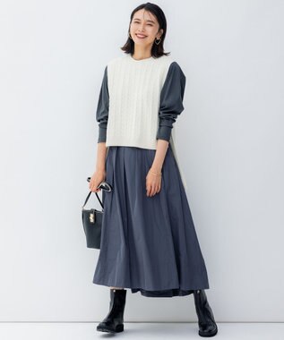 23区 【洗える】コットンリリー ニットベスト アイボリー系