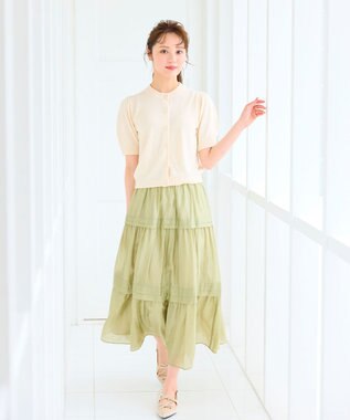 Feroux スラブヤーンショートカーディガン アイボリー系