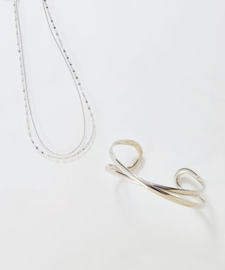 Phoebe <オンワード限定セット>ダブルチェーンネックレス×ツインカレントカフバングル