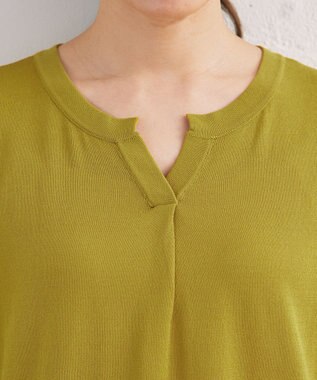Tiaclasse 【洗える】キーネックニットチュニック ライム