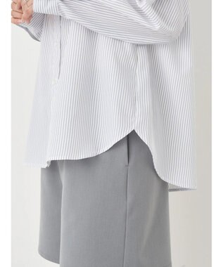 earth music&ecology ワンポイントロゴシャツ Stripe Gray