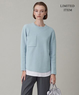 ICB 【WEB限定・洗える】ウールポリエステル クルーネックプルオーバー ライトブルー系