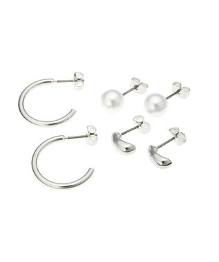 AMERICAN HOLIC ミニフープ・パールピアスセット Silver