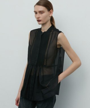 BEIGE， MONSIGNY / ギャザーブラウス Black