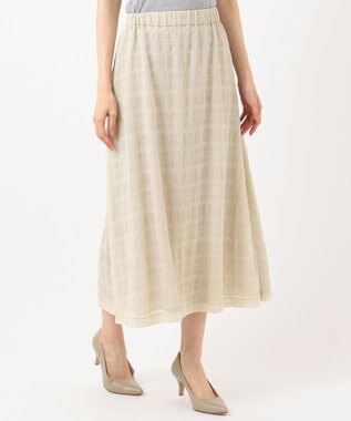 J.PRESS LADIES 【洗える】シャーリングシャドーボーダー スカート アイボリー系