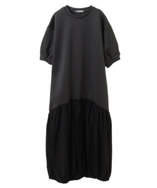 Green Parks ａ．異素材切り替えバルーンワンピース Charcoal Gray