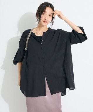 CRAFT STANDARD BOUTIQUE ジョーゼットスキッパーシャツ Black