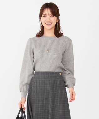 ANY SIS 【CICA加工】ケーブルポイント ニット ライトグレー