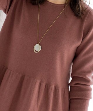 Tiaclasse L 【洗える】大人華やぐ2段ティアードニットチュニック ピンク