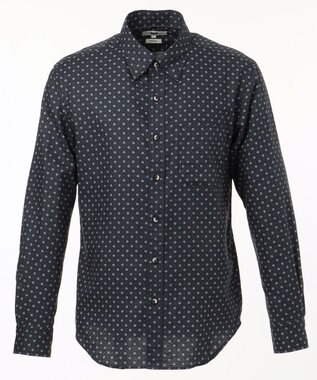 JOSEPH ABBOUD 【キングサイズ】JCヘリンボーンプリント　シャツ ネイビー系5