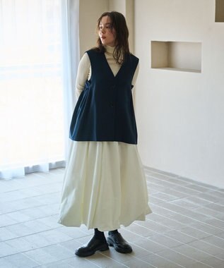 #Newans 【セレモニーにも】〈亀恭子さんコラボ〉サイドギャザージレ ネイビー