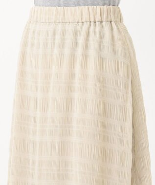 J.PRESS LADIES 【洗える】シャーリングシャドーボーダー スカート アイボリー系