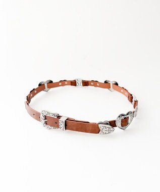 WEGO Lハートコンチョデザインベルト ブラウン