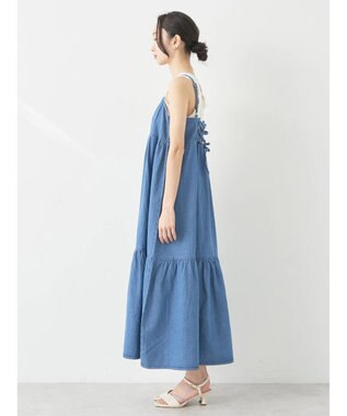 earth music&ecology デニムバックレースアップワンピース Light Indigo