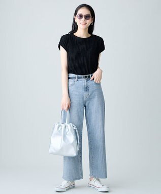 ANY L レースフレンチスリーブプルオーバー ブラックフリル