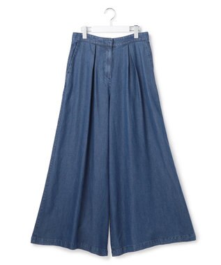 ICB L ナチュラルソフトデニム タックワイドパンツ バイオデニム