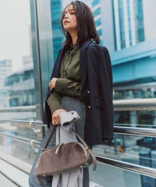 23区 L ループミックスツイード ワイド パンツ モノトーン