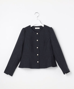 Feroux 【先行予約】パール釦ペプラムジャケット×スカート セットアップ ネイビー系