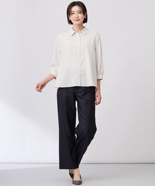 J.PRESS LADIES 【洗える】スパンローン バックプリーツ ブラウス ベージュ系