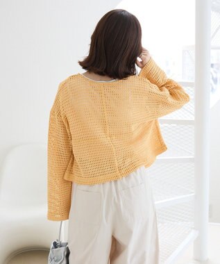 Green Parks Ｉ　前後２ｗａｙ　メッシュショート丈カーディガン Orange