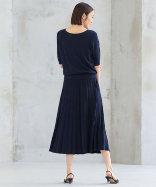 自由区 【WEB限定・洗える・XSサイズあり】ハイツイストコットンアセテートニットセットアップ ワンピース ネイビー系