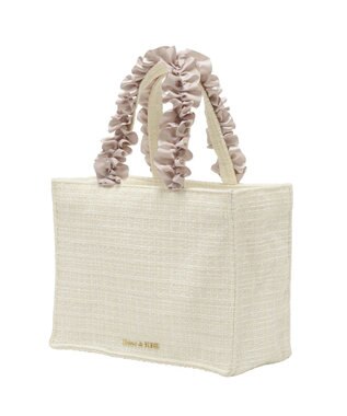Maison de FLEUR ツイードフリルハンドルスクエアトートバッグ Ivory