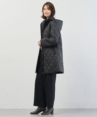 J.PRESS LADIES S 【WEB限定カラーあり・2way】コンパクトタフタキルティング  フーデッド コート ブラック系