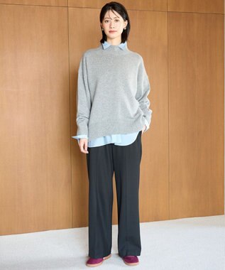 UNFILO 【ウエストゴム/14サイズ展開】beauty warm pants ワイド ブラック