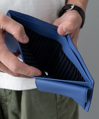 MIYABIYA La quoh with kirakaracho 角つなぎ プリントレザー 二つ折り財布 瑠璃紺（ネイビー）