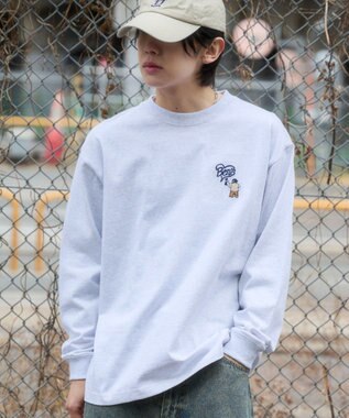 WEGO 【ユニセックス着用ITEM/MLサイズ展開】別注BENDAVISハートワンポイント刺繍T（LS） アッシュグレー