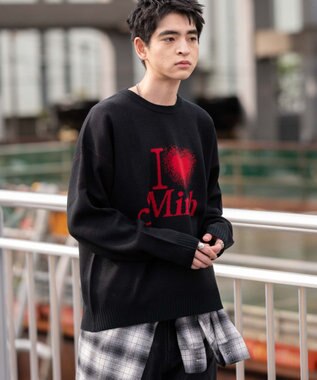 WEGO 【新色追加/ユニセックス着用ITEM/SMLサイズ展開】ジャガードグラフィックプルオーバー（LS）