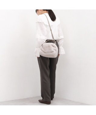 UNBILLION カシュカシュ cachecache / ミンク風エコファー2wayボックストート ライトグレー