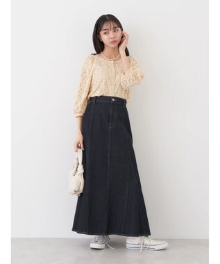 earth music&ecology フラワーレースブラウス Beige