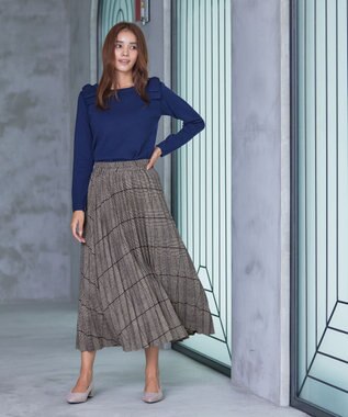 Tiaclasse 【安田美沙子さん着用】チェックプリーツスカート ベージュ