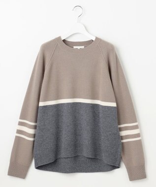 自由区 L ウールカシミヤブレンドラグランスリーブ ニット マルチボーダー