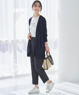 ANY SIS 【接触冷感・UVカット・撥水】クールタッチテーパード パンツ ネイビー