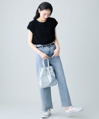 ANY L レースフレンチスリーブプルオーバー ブラックフリル