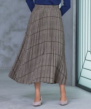 Tiaclasse 【安田美沙子さん着用】チェックプリーツスカート ベージュ