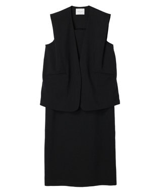 AMERICAN HOLIC ＳＥＴ　イージーケアジレベスト＋Ｉラインワンピース Black