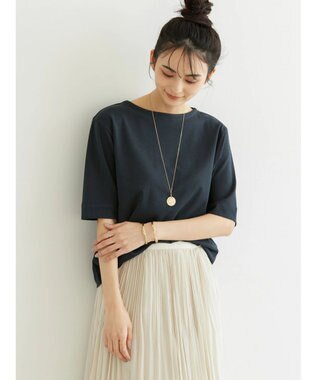 AMERICAN HOLIC ５分袖ボートネックカットプルオーバー Navy