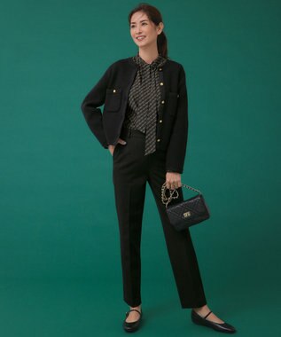 23区 【洗える】Ratti チェーンモチーフ ボウタイ ブラウス ブラックプリント