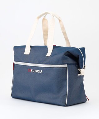 23区GOLF シューズ収納付【UNISEX】合皮×デニム調ボストンバッグ ネイビー系