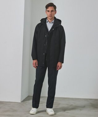 GOTAIRIKU 25年新作/3シーズン対応【仕事で着用可】メランジカルゼ フーデッドブルゾン_無地 ブラック系