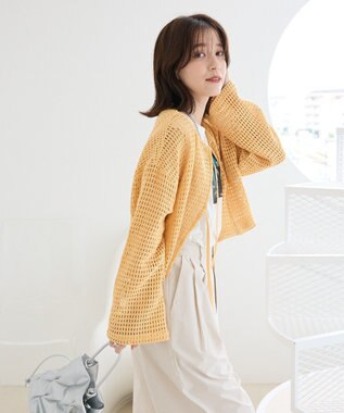 Green Parks Ｉ　前後２ｗａｙ　メッシュショート丈カーディガン Orange