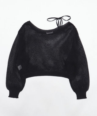 WEGO 2WAYオフショルメッシュニット ブラック