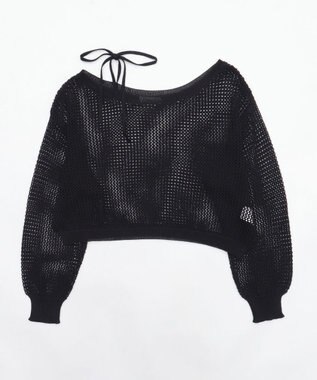 WEGO 2WAYオフショルメッシュニット ブラック